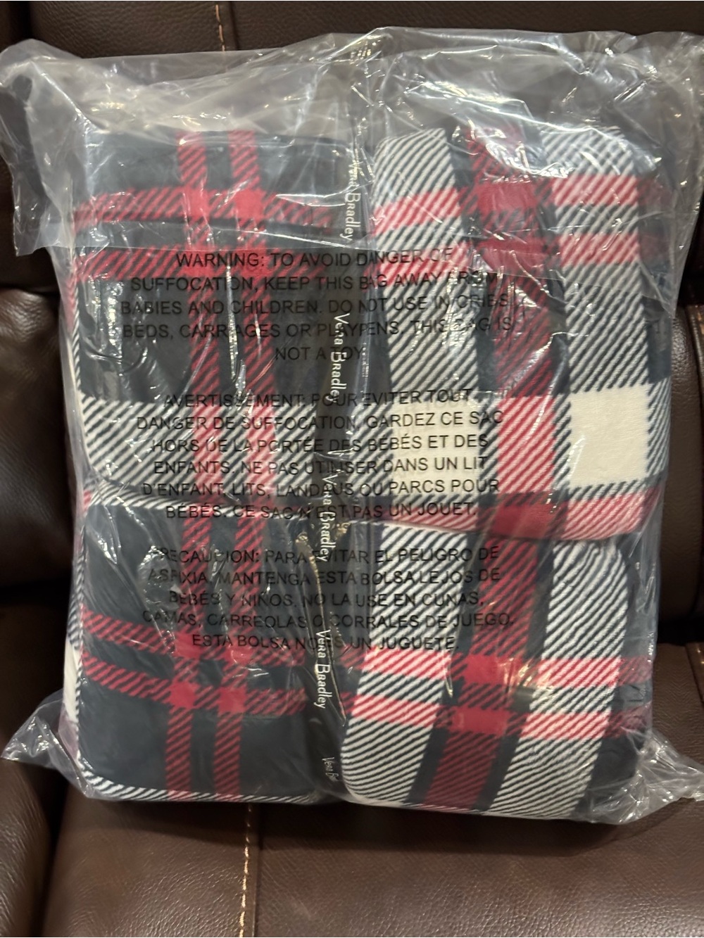 Vera Bradley Cozy Life Fireplace Plaid Throw Blanket in Red, Black & Cream